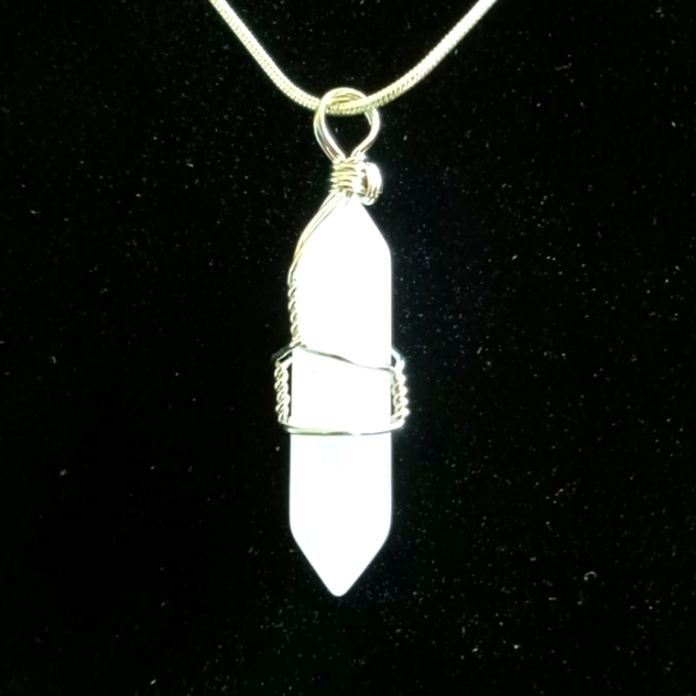 Pink Rose Quartz Crystal Silver Pendant Necklace Enhance Love Heal Heart